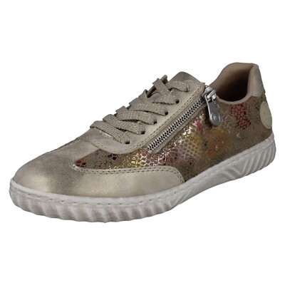 Ladies Rieker Casual Metallic Reptile Print Flat Trainers 'N0902'