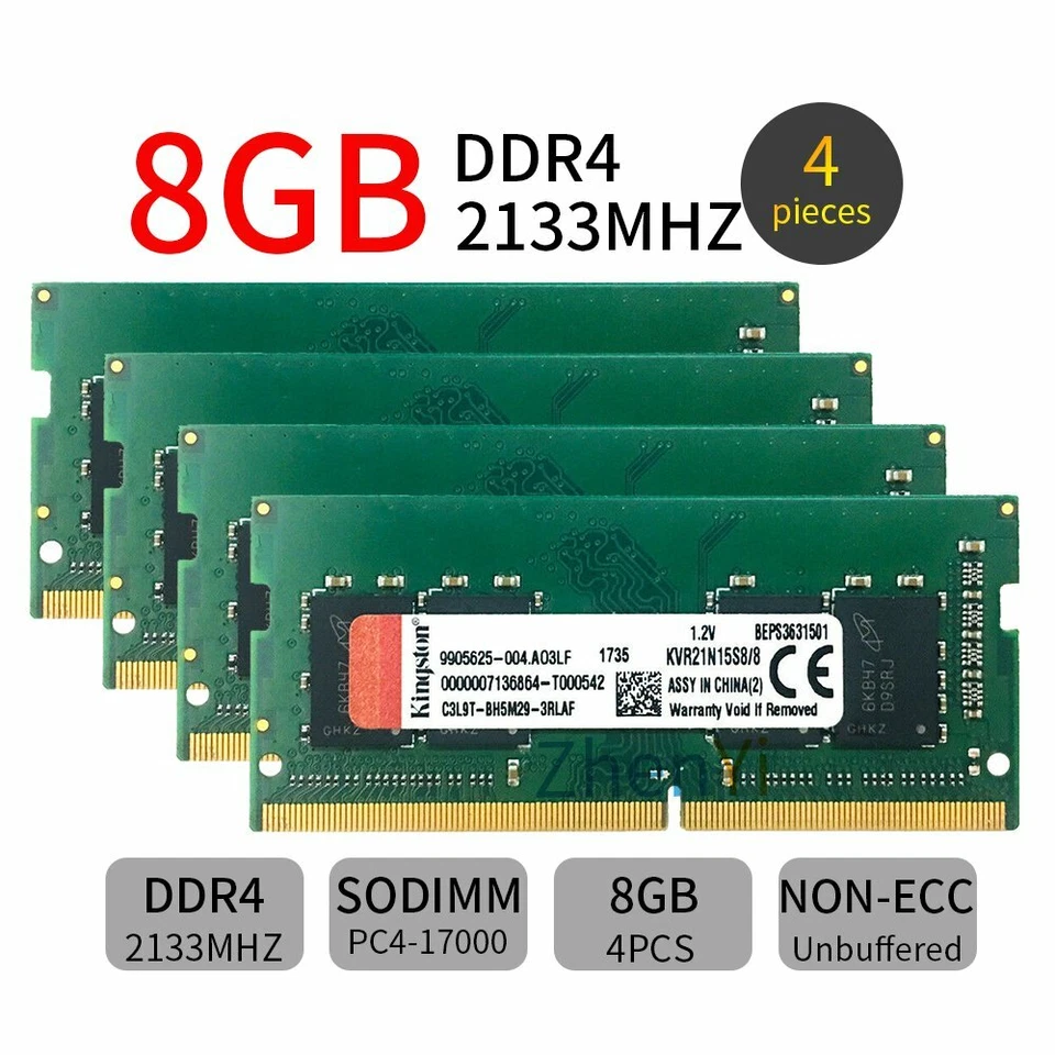 Kingston 32GB 16GB 8GB DDR4 2133 PC4-17000 KVR21S15S8/8 Laptop Memory RAM LOT BT - Image 2 of 4