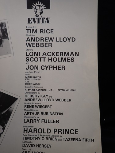 Evita (Loni Ackerman, Scott Holmes y Jon Cypher) - Programa de recuerdos - Imagen 4 de 4