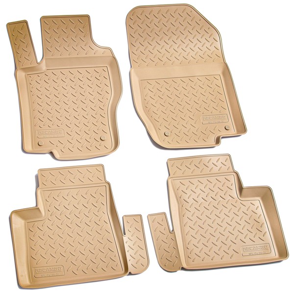 3D Gummi Fussmatten Passend FüR Mercedes Gl-Klasse X164 2006-2012 Beige Mit Rand-image