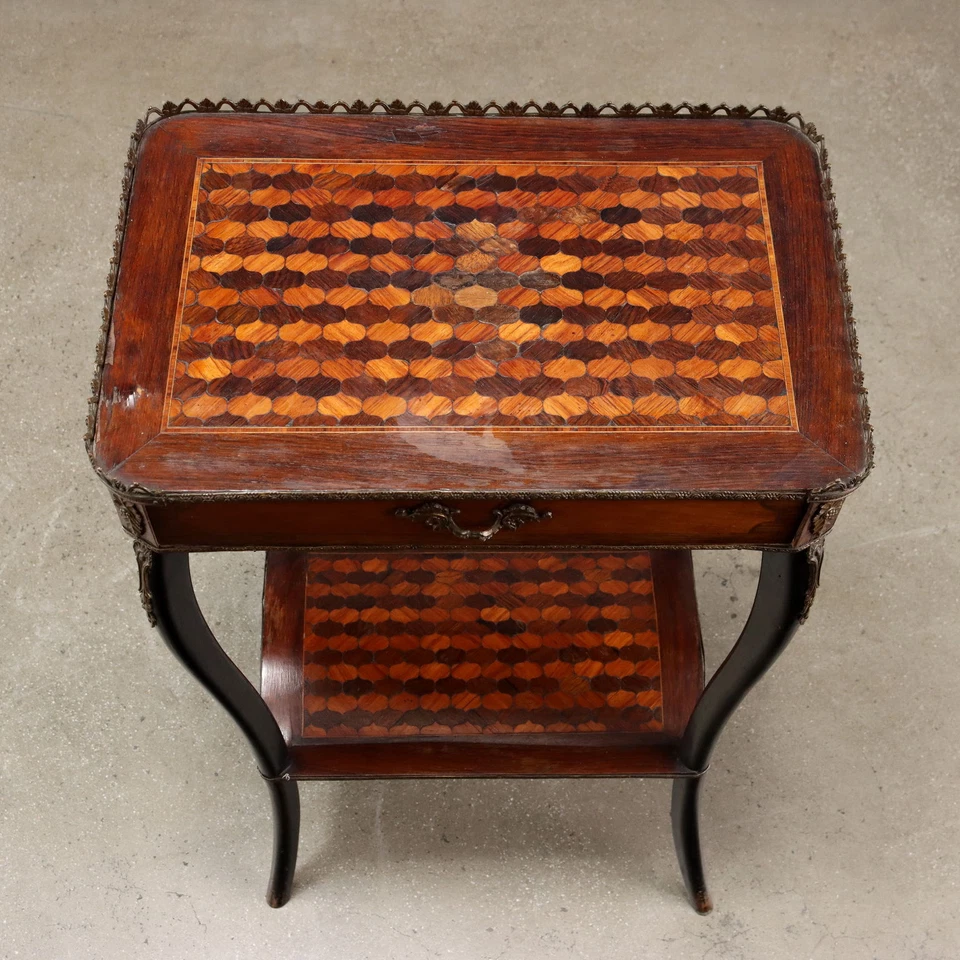 Table Basse Ancienne Peuplier Tiroir Italie XXe Siècle Originale - Photo 3/4