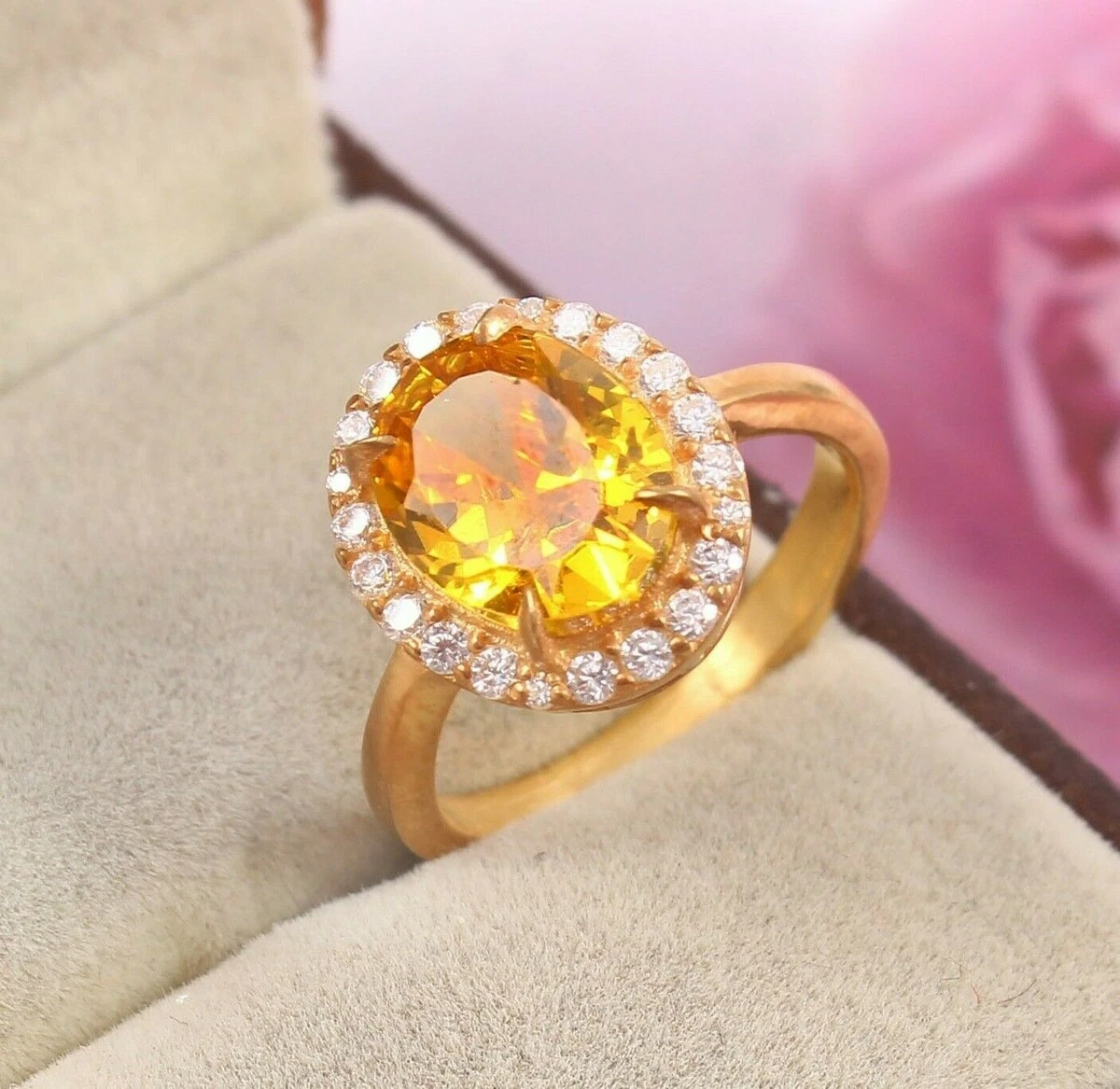 Yellow Sapphire Ring Oval Gemstone Ring Gift ForHer Wedding Ring Engagement Ring