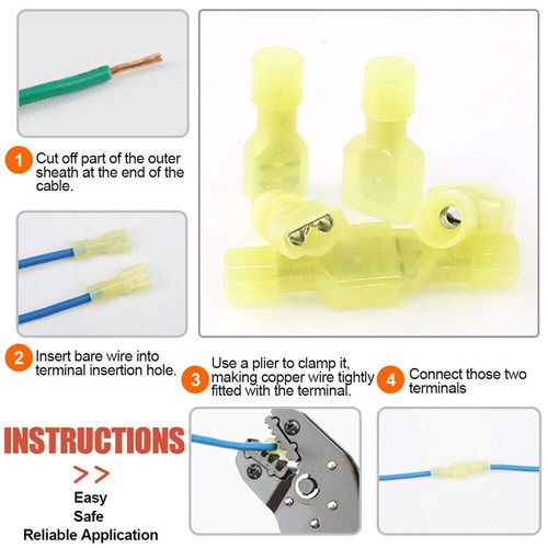 Spade Connector Thick Nylon Electrical Wire Crimp Terminals 12-10AWG 50PCS - Picture 8 of 11