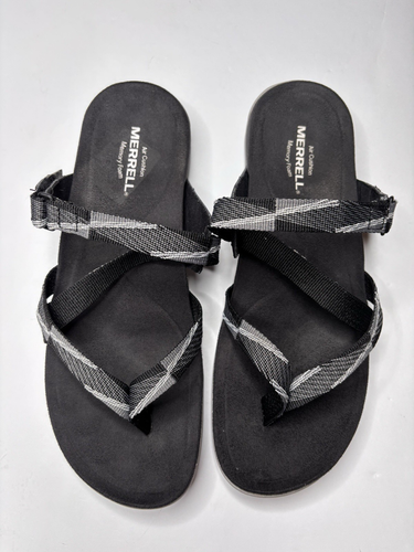Merrell Air Cushion Memory Foam Black Thong Sandals Size 9