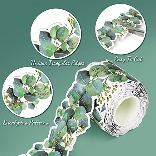 49ft Eucalyptus Die-Cut Border Trim Bulletin Board Classroom Border Trim 1 Roll - Afbeelding 2 van 7