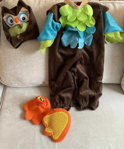 Owl Baby Costume Size 6-12 Months Halloween Full Outfit Hat Feet Bird Fast Ship