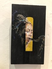 Nubya Garcia ,Jazz Saxophonist.Saxophone Reed  miniature Portrait .