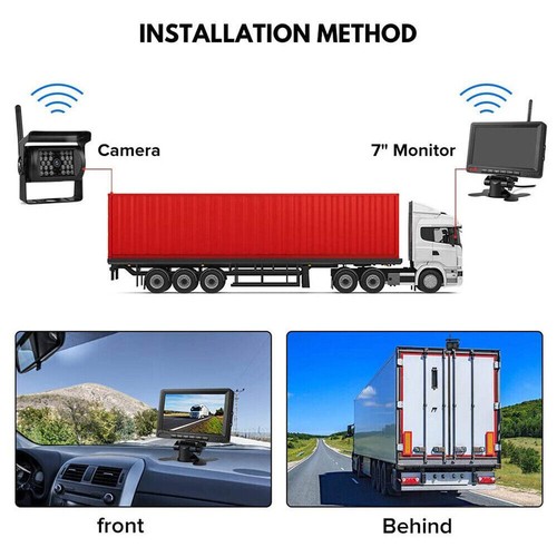 Wireless Backup Camera 7" Rear View Monitor for 12-24V Caravan Truck Trailer RVs - Picture 6 of 24