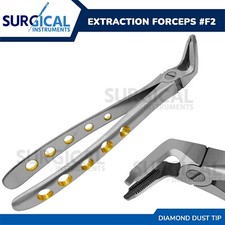 Heavy Duty Extraction Forceps F2 Gold Hollow Python Grip Handle German Grade