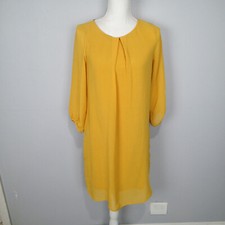 H&M mustard color shift dress with 3/4 sleeve Size 4