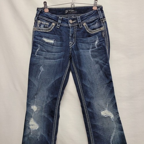 Pantalones de mezclilla plateados Suki 17" para mujer talla C/26 - Imagen 3 de 10