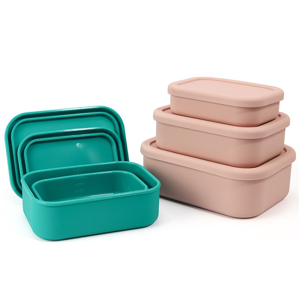 Lunch Box Temperature Resistant Organizer Silicone Bento Box with Lid Wide