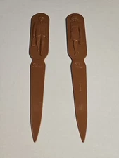 2 Brown Vintage Fuller Brush Co. Plastic Letter Opener 