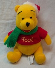 Disney HOLIDAY WINNIE THE POOH BEAR W/ SANTA HAT  SCARF 5" Plush Stuffed Animal