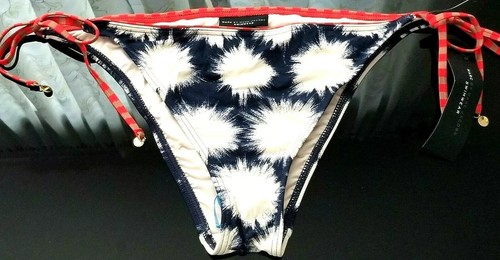 NEW MARC JACOBS Small SPARKS String BIKINI SWIMSUIT INK BLUE IVORY RED NWT - Picture 5 of 8