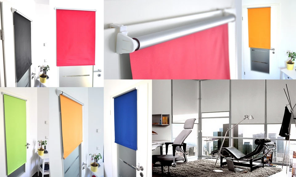 Fenster & Tür Thermo Verdunkelungs Rollo Klemm fix ohne Bohren Ketten Seiten zug - Bild 2 von 4