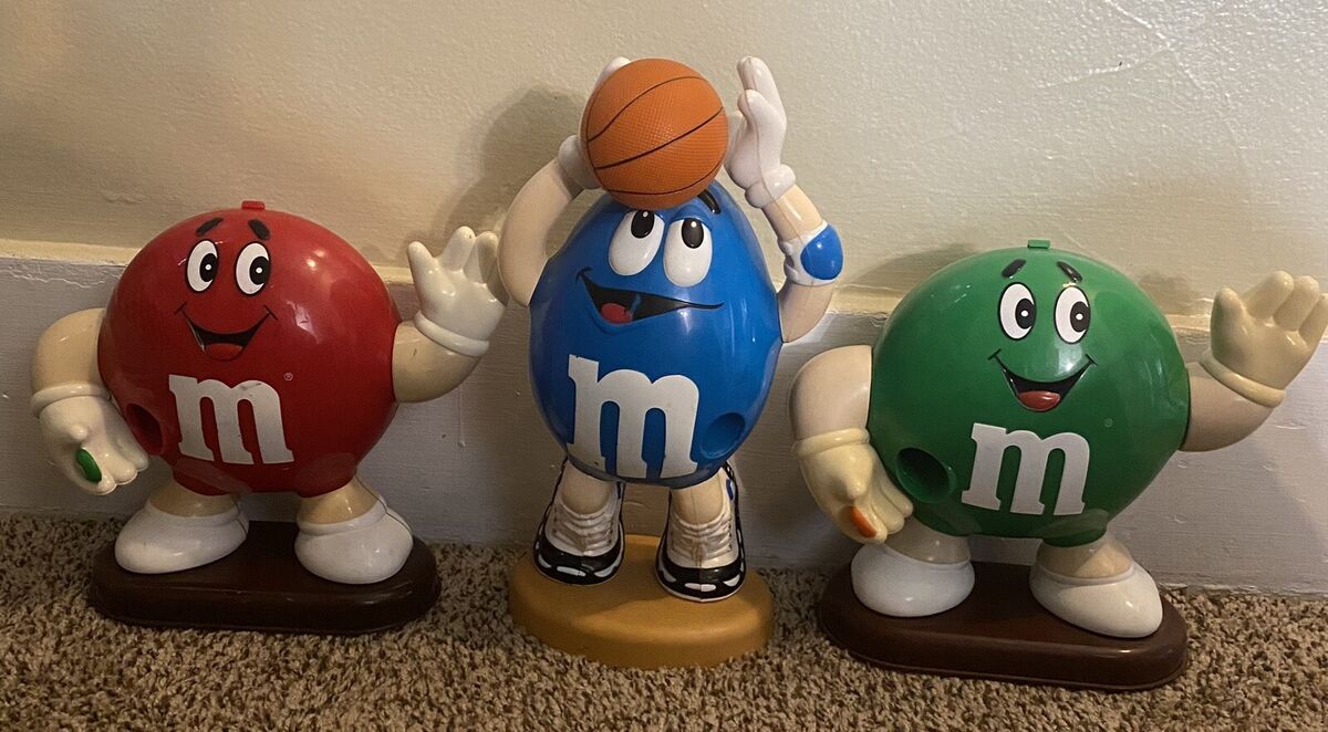 Vintage 1990s M&M Collectible Dispensers Red, Blue, Green