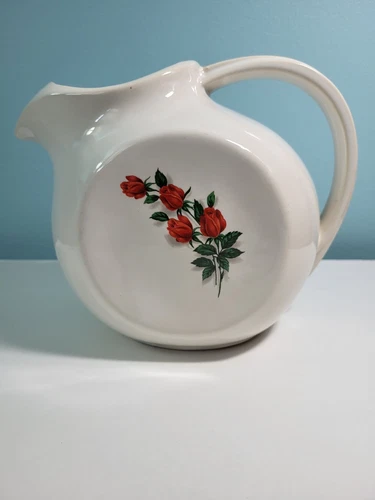 Vintage McCoy Pottery Red Rose Tilt Pitcher w/Ice Lip