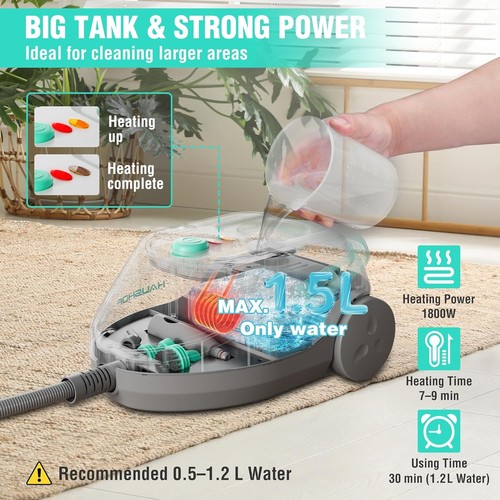 HAUSHOF Multipurpose Steam Cleaner 1.5 L Water Tank & 17 Accessories HSEGAR - Picture 7 of 8