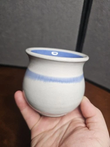 Vintage Deneen Pottery Blue&White Sugar Bowl Jar Bud Vase Container