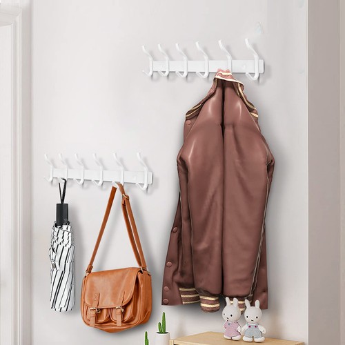 Weiße Wandhaken Schwerlast, 12 Zoll Kleiderhaken Wandhalterung mit 4 Haken, Wand... - Bild 7 von 7