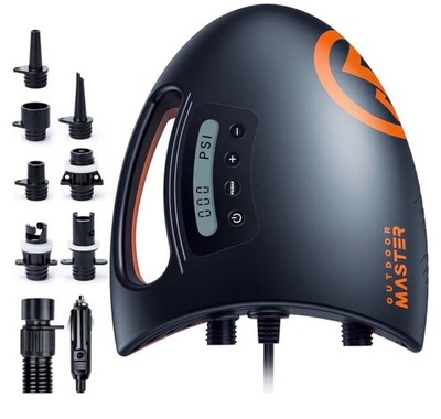 OutdoorMaster 20PSI SUP Air Pump Shark Dual Stage Auto-Off 12V Inflator