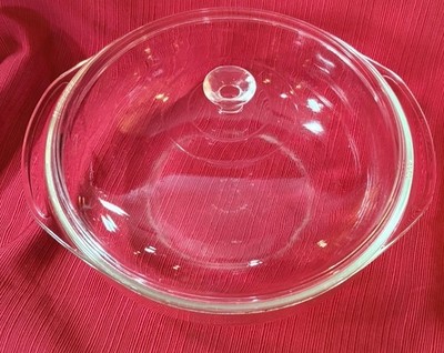 VTG PYREX clear casserole bowl #026 3 Qt. lid 626-C A-10 tab handles USA