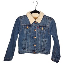 Levi s Kids Sherpa Lined Denim Trucker Jacket Medium Wash Blue Size M 10-12