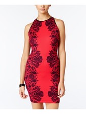 B DARLIN Womens Body Con Short Dress Red Sleeveless Party Juniors 1112