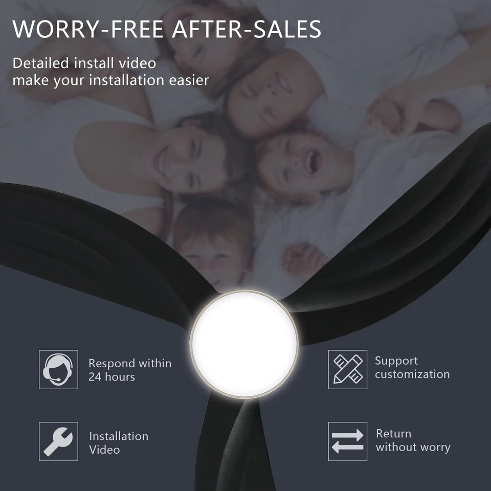 64" Wood Ceiling Fan with Lights and Remote Control 3 Blades 6-Speed Reversib... - Image 4 of 4