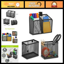 Magnetic Locker Shelf Organizer - Metal Storage Basket  Pencil Holder, 3-Pack