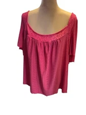 SHEIN Curve Plus Women’s Pink Square Neck Top Flowers on Neckline Size 24-26 NWT