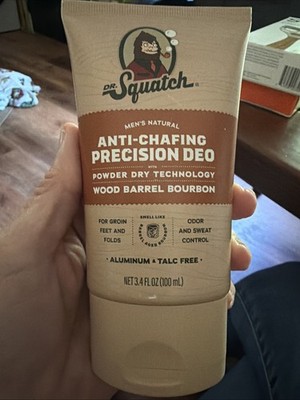 Dr Squatch Anti-Chafing Precision Deo 3.4oz Wood Barrel Bourbon New