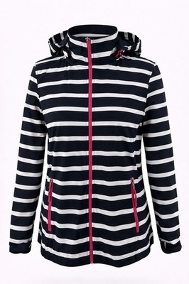 Janina Womens Striped Hooded Softshell Jacket Navy White Zip Up Eur 40