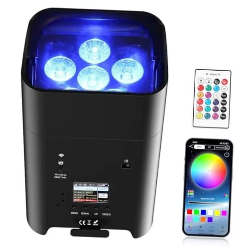 Battery Powered Uplights Rechargeable Par Can 6x18W RGBWA+UV LED Uplight 1Pc