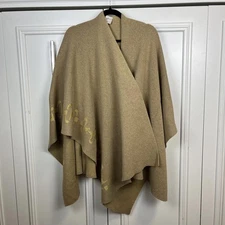Camel poncho gold accents one size