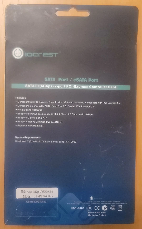 Syba IOCREST SATA III 2x Internal 6 Gbps Ports PCI-e x1 express Controller Card - Image 2 of 4