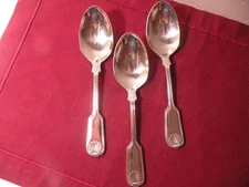 Set Of 3 Oval Soup Spoons Wallace Stainless 18/10 Hotel Fiddle Shell Glossy 7"