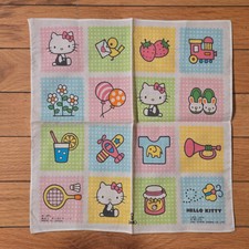 Sanrio Hello Kitty Handkerchief Japan Vintage Pink Green Yellow Blue
