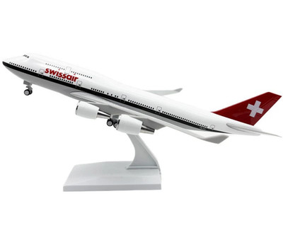 30CM Swissair BOEING 747-400 Passenger Plane Landing Gear  Resin Aircraft Model
