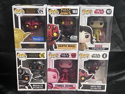 6 Star Wars Funko Pops, 3 Custom Made, Maulkiller, Darth Maul, Darth Yoda, Etc