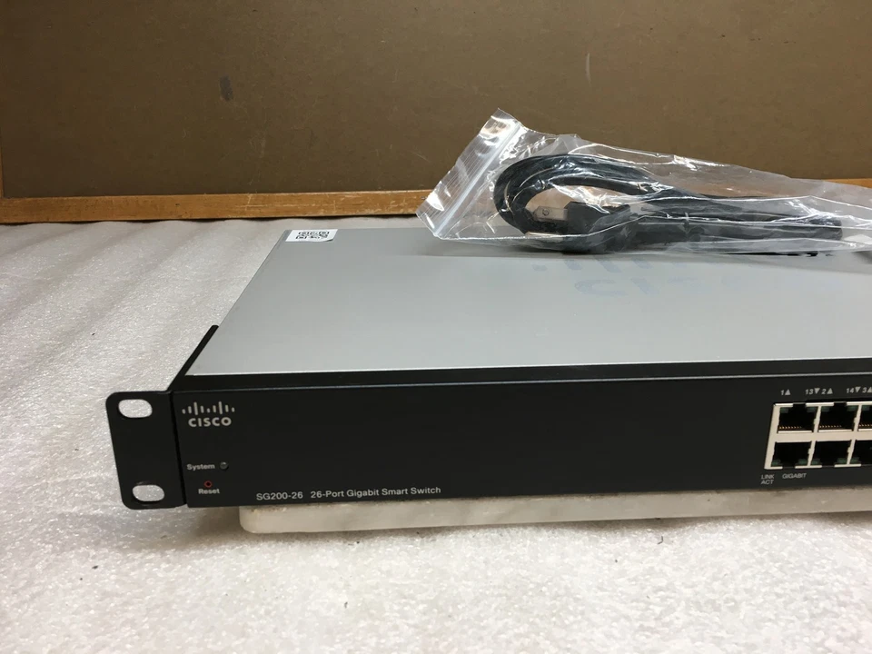 Cisco SG200-26 26-port Gigabit Smart Switch SLM2024PT V06 w/ Rack Ears - Image 2 of 4
