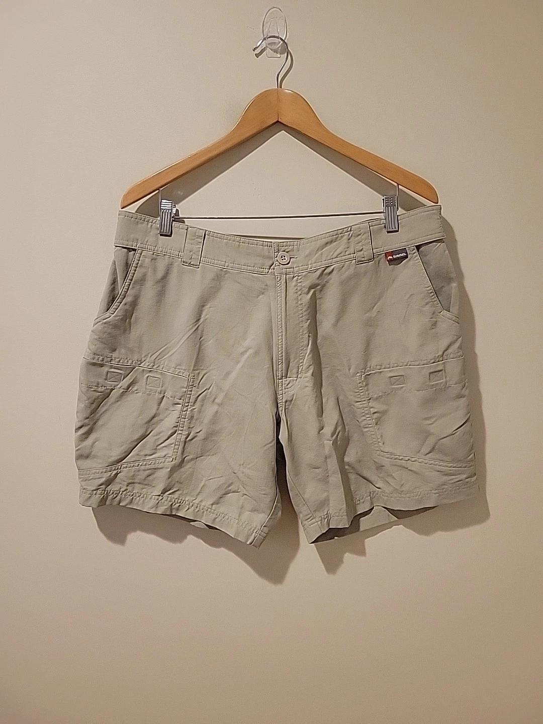 Simms Fishing Shorts Mens XL Tan Beige Lightweight Outdoor Quick Dry Performance