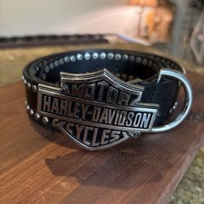 Vintage Harley-Davidson Leather Belt Studded w/ Logo Buckle &ndash; Size 40 &ndash; Leather