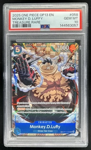 2025 One Piece Monkey D. Luffy Treasure Rare #OP11-058 PSA 10 GEM MINT