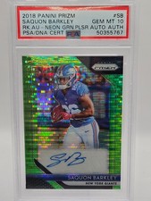 2018 Saquon Barkley Auto Panini Prizm RC DNA Cert Neon Green Pulsar PSA10 Pop3