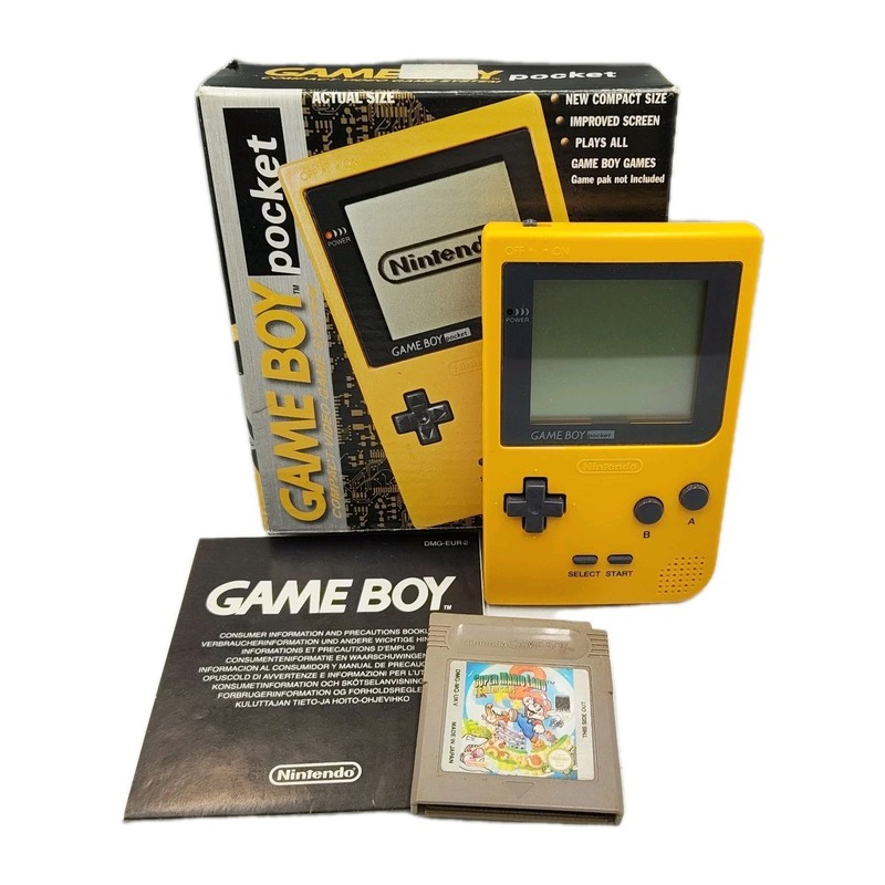 Nintendo Game Boy Pocket Yellow Boxed Working + Game Gameboy 1997 MGB-001