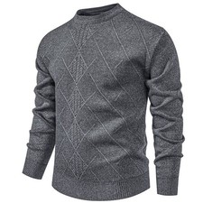 2026 Men Fashionable Solid-Color Crew Neck Knit Sweater