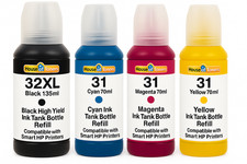 31 32XL Compatible Ink Bottle for HP 32XL Black 31 Cyan Magenta Yellow HP Smart