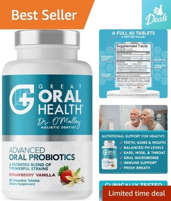 Dentist-Formulated  Oral Probiotics for Bad Breath Treatment - 60 Chewable Ta...